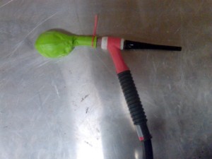 TIG torch before the test.