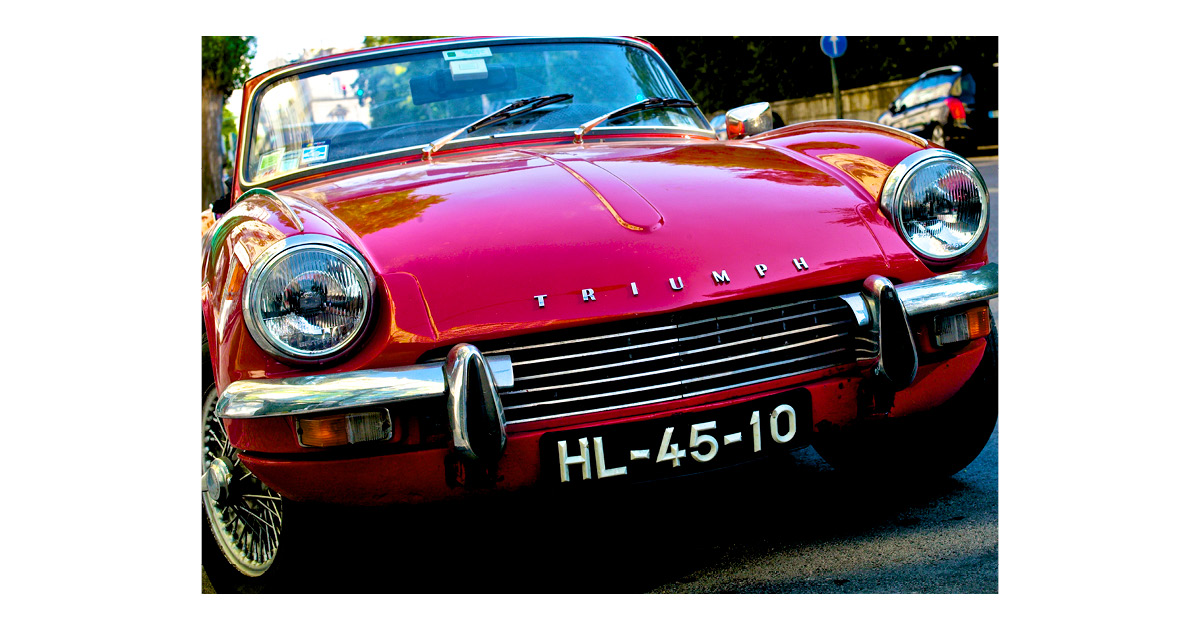 Best Car Names of All Time - Red Triumph Car Euro Plates