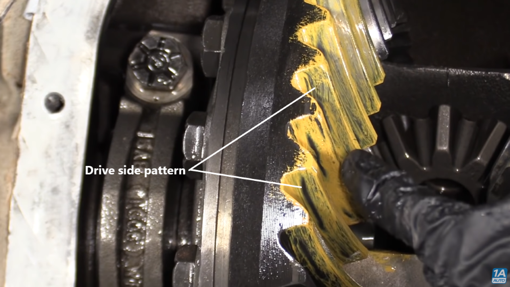 The coast side had a pattern in which the compound was scraped off almost in the middle forming a perfect oval shape.  This is one of the steps in diagnosing a bad rear differential.