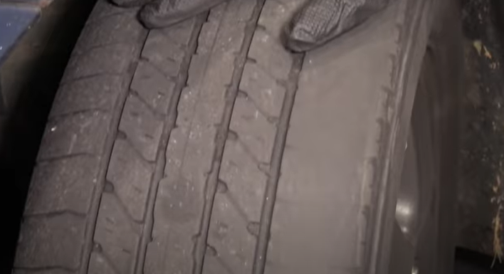 Tire with worn outside tread