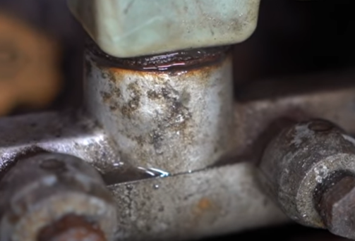 Leaking brake master cylinder