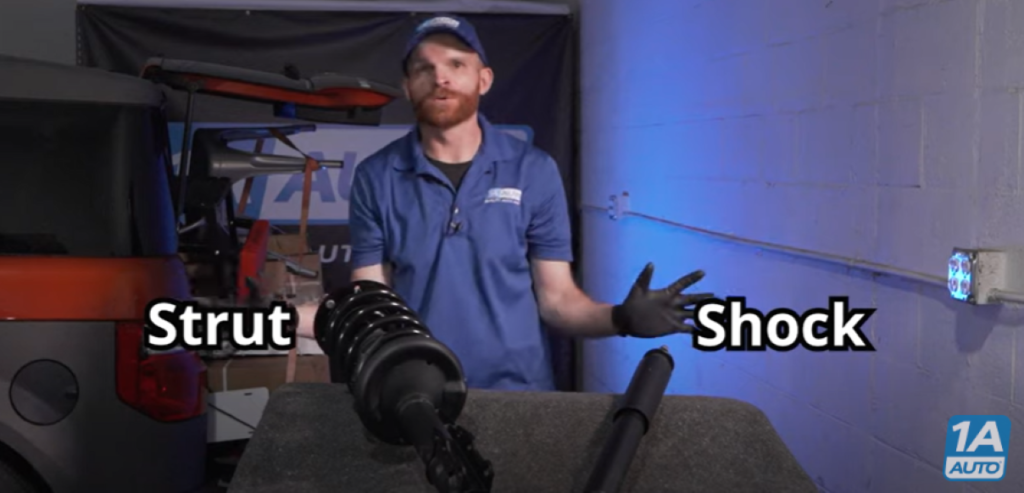 Mechanic reviewing the difference between shocks and struts and how it can make a car unlevel or bouncy
